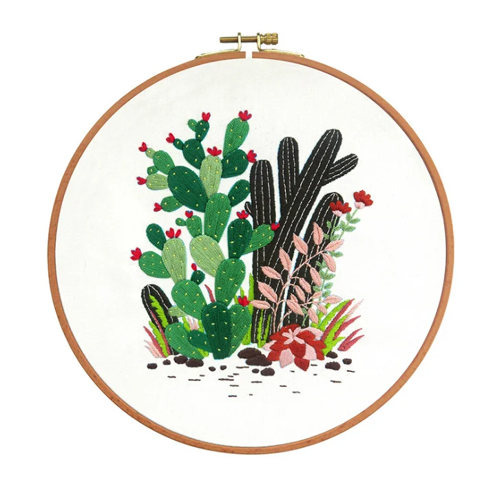 Cross Stitch Kit Stamped Cross-Stitch Diy set Embroidery Starter Kit Set With Flowers Plants Pattern
