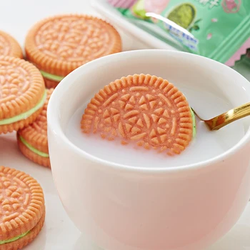 Bizan Cherry Blossom Matcha Sandwich Dry Cake Multi-Flavor Bulk Packaging Sweet Sugar Wafer Type Celebrous Snack