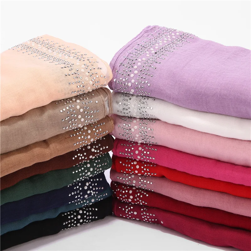 Malaysia Plain Color Shawl Scarf Point Drill Cotton Hijabs