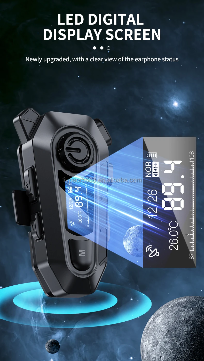 product tiypeor motorcycle headphones helmet wireless headset with led screen fm radio waterproof noise reduction bluetooth intercom-9