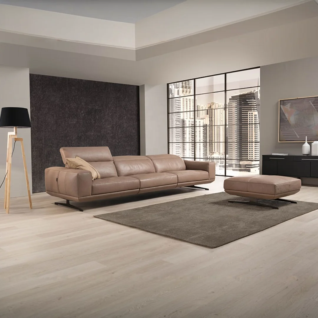 Evergo Orange Wooden Modern Executive Designs Italian Style Office Furniture Leather Sofa Set Supplier 3 2 1 Sectional Sofa