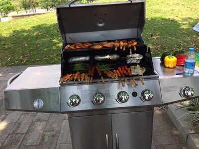 
4 горелки из нержавеющей стали для барбекю, пропановые газовые грили с боковой горелкой для заднего двора, уличное кухонное оборудование для готовки 