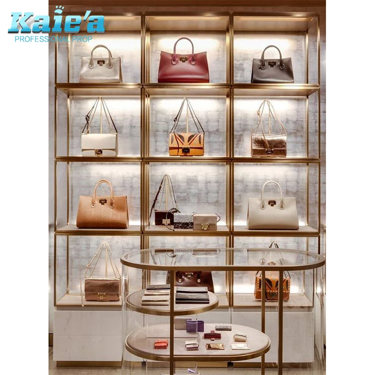 custom bags display racks  Bag display, Handbag display, Bag shelves  display