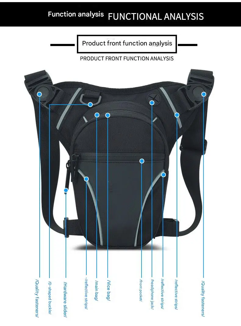 Multi-Function Outdoor Sports Chest Bag for Water-Repellent Motorcycle Luggage Saddlebags Leg Bag Mobile Phone Storage for