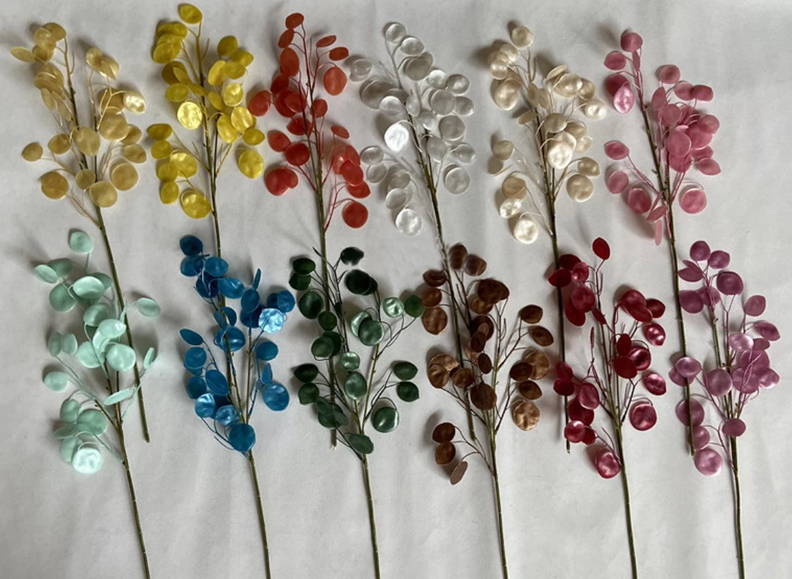 Artificial Honesty Flower Lunaria Annua Berry Round Fan Branch Colorful