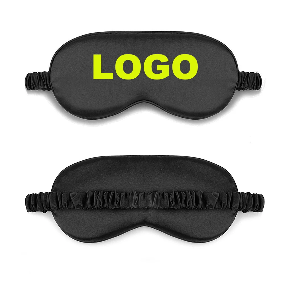 Атласная шелковая Регулируемая двухсторонняя маска для сна с логотипом на заказ, с эластичной резинкой, дышащая дорожная накладка на глаза для сна