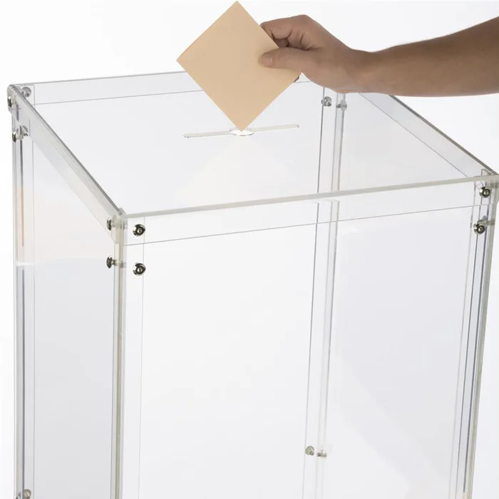 Clear Large Acrylic Rectangular Donation Box with Lock Floor Stand Acrylic Ballot Case Suggestion Box for Raffle Ticket Funds