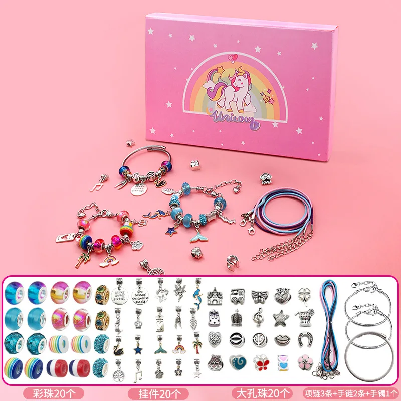 150pcs Diy Charm Bracelet Making Kit For Kids Unicorn Charm Crystal ...