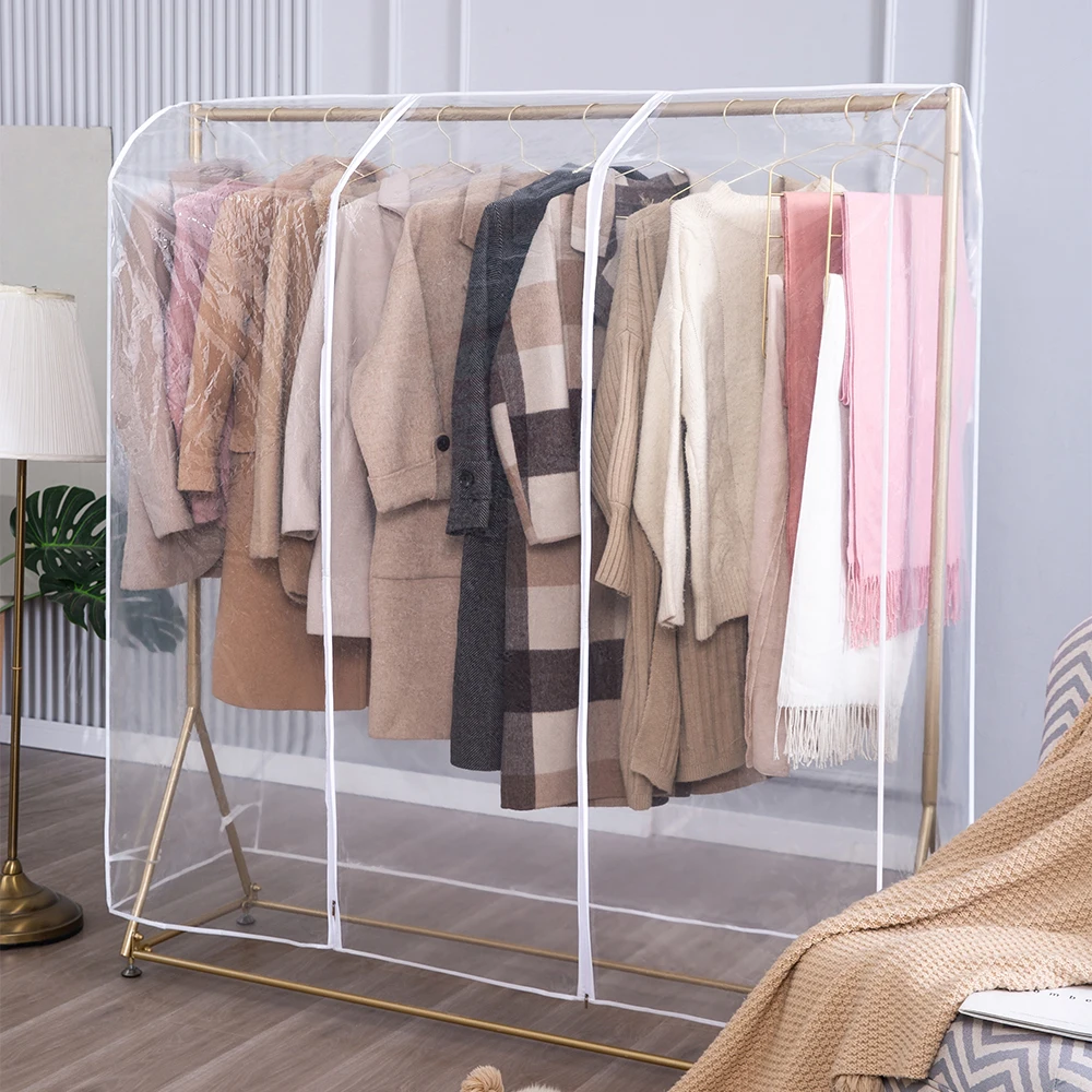Simple Houseware Clear Garment Rack Wardrobe Cover Hanging Clothing Dust Cover