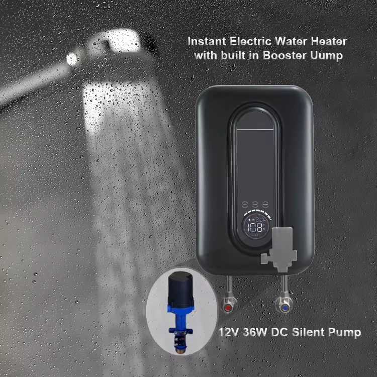 High Quality 4500W 220V Button Control Tankless Water Heater Instantaneous Geyser Shower with Pump
