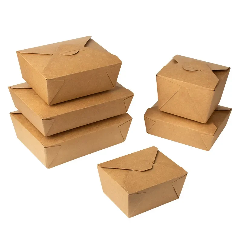 Customized Logo Grease Leak Resistant Bio Paper Lunch Boxes for Sushi and Noodles Takeout To-Go Food Containers