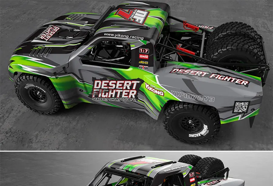 YK 1/7 4072v3 Rear Straight Bridge Desert Electric Short Truck Remote Control Car DF7 RC Remote Control Off-road Vehicle