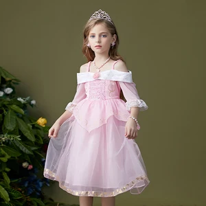 Best-Selling Children's Cartoon Character Princess Oro TV Movie Costume-Luxurious Cotton Pink Dress 5-10Y Girls Christmas Castle