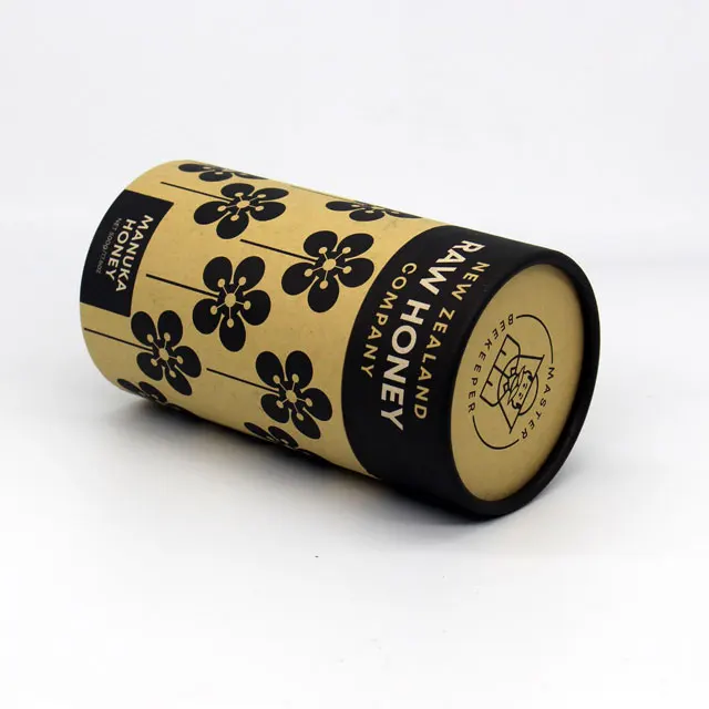 Черные печатные трубы из крафт-бумаги, упаковка для чая, биоразлагаемые