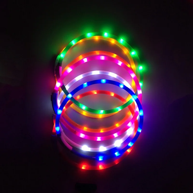 Promotional Product LED Luminous Custom Electronic Usb Rechargeable Light up Flashing Pet Glow in the Dark Dog Collar and Leash