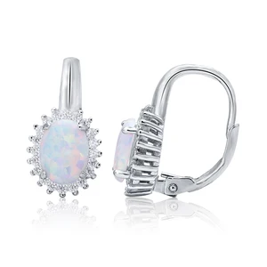 POLIVA 925 Sterling Silver Earrings Rhodium Plated with White Opal Rose Gold & White Main Material Accessories for Weddings