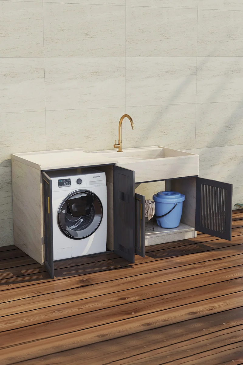 Modern Square Ceramic Wash Basin Cabinet Wall-mounted Outdoor Bathroom ...
