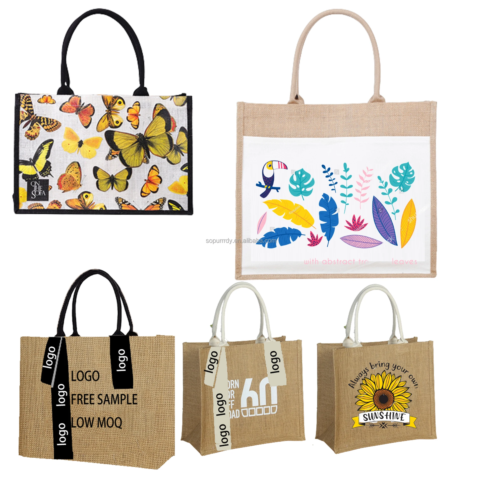 Ecofriendly Reusable Coated Linen Burlap Gift Shopping Beach Jute Tote