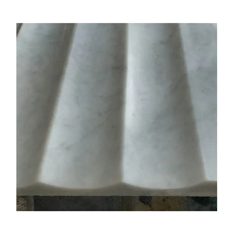 Honed Surface Concave Feature Tile Fluted Tile Carrara White Marble Wall Tiles Marble Wall Panel