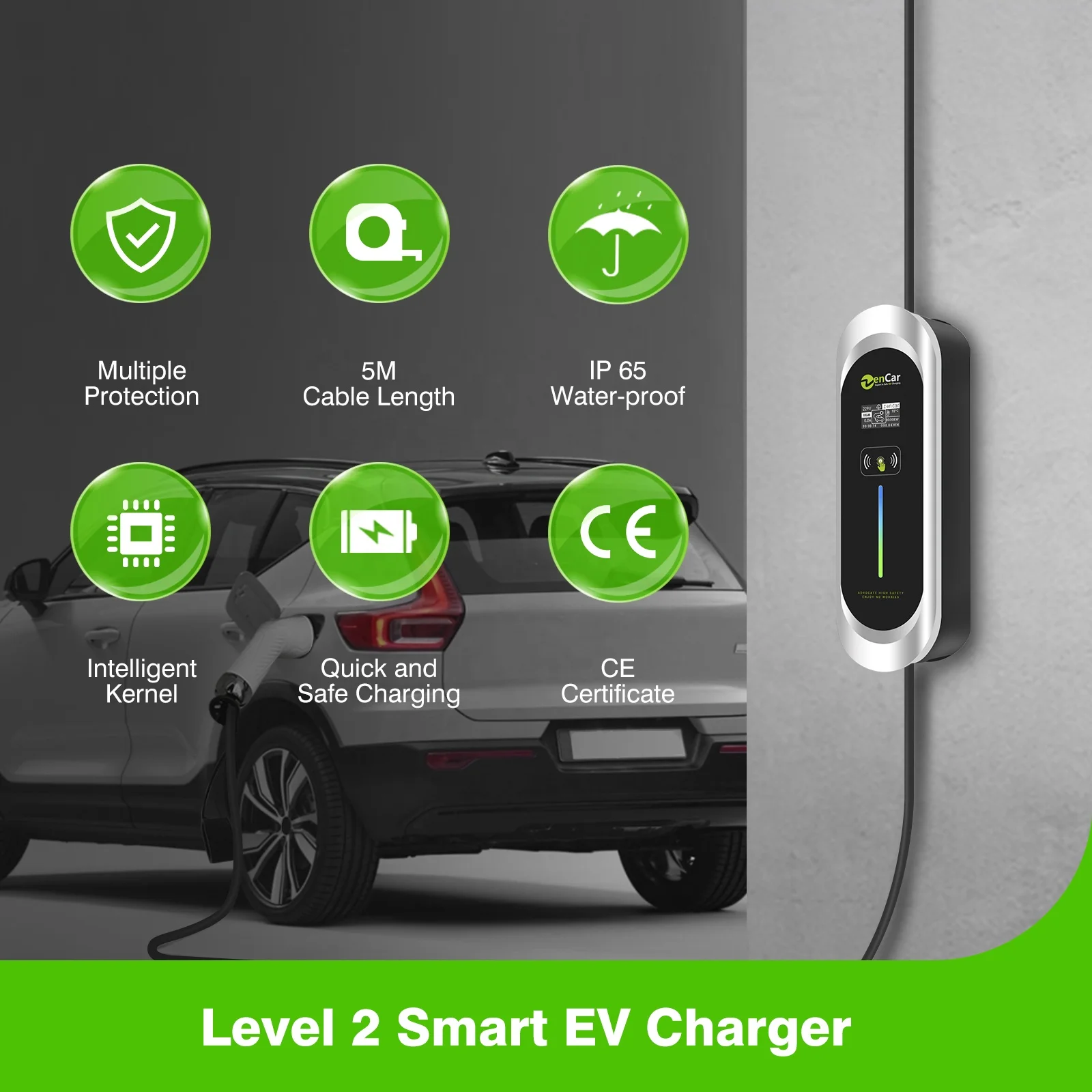 ZENCAR Model E Type B RCD EV Car Charger 10A Home Portable Ev Charger Station Electric Car Charger with UK Plug