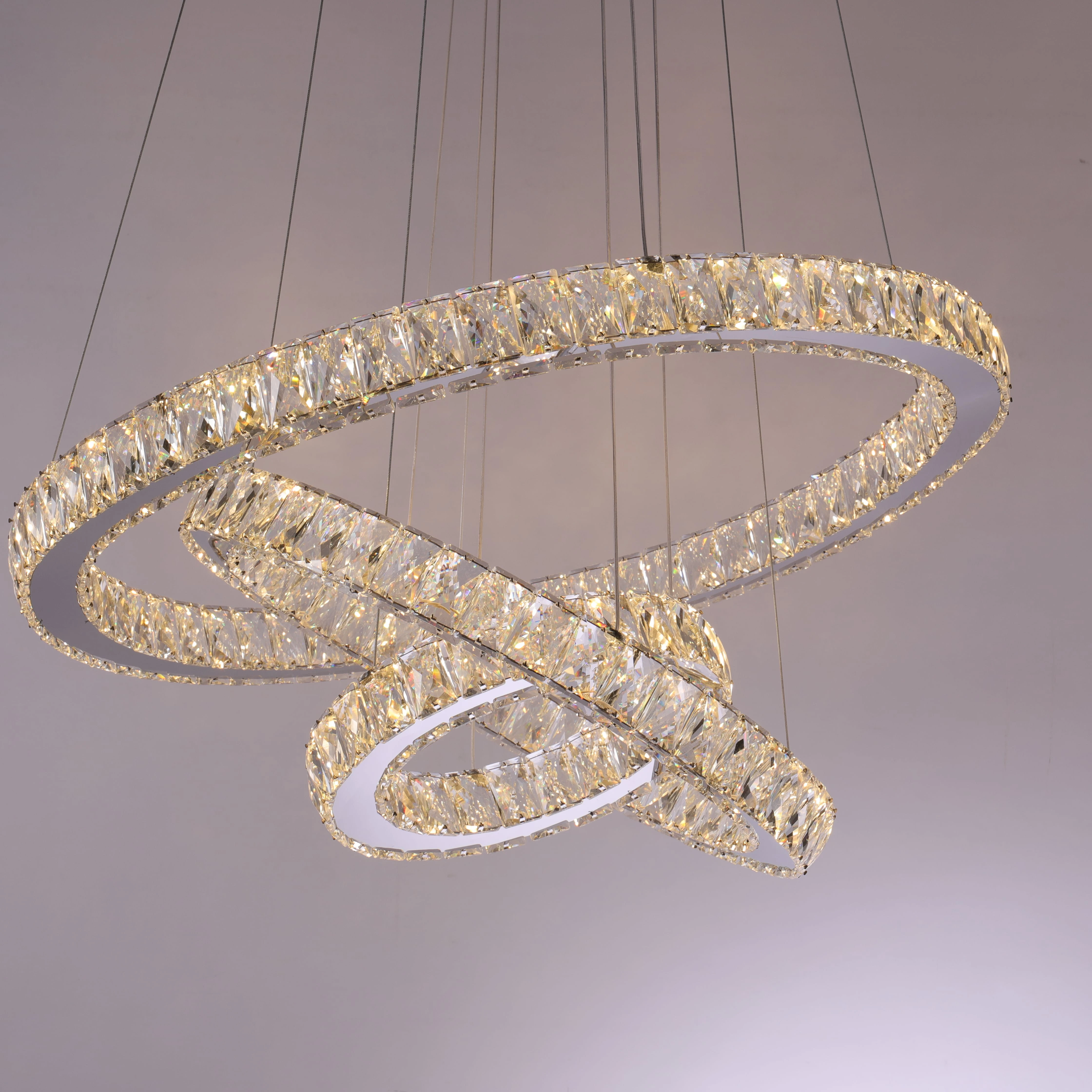 JYLIGHTING 大型クリスタルリングシャンデリア 20/40/70cm対応