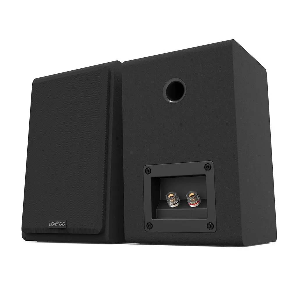 LONPOO LP-42 ブックシェルフ スピーカー 2台1組 木製 ブラック LONPOO LP42 75W×2 パッシブブックシェルフスピーカー HiFi ペア
