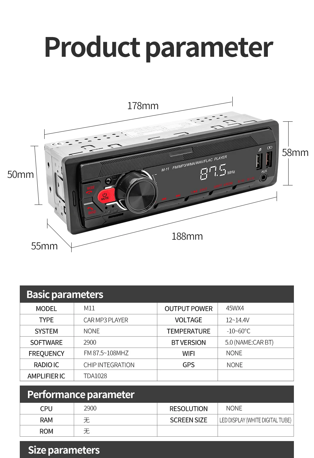 Bestree Auto Electronics Hot Sale Promotion Universal 1 Din Car Mp3