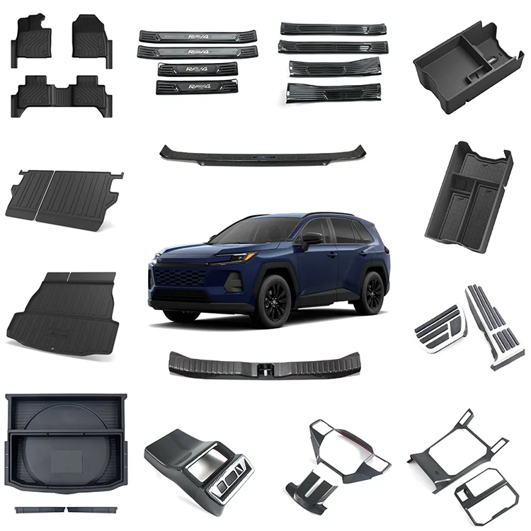 Accesorios para automóvil Maremlyn para Toyota RAV4: alfombra para el coche, protector para el umbral de la puerta, caja de almacenamiento inferior para el maletero trasero y decoración interior para protección y repuesto