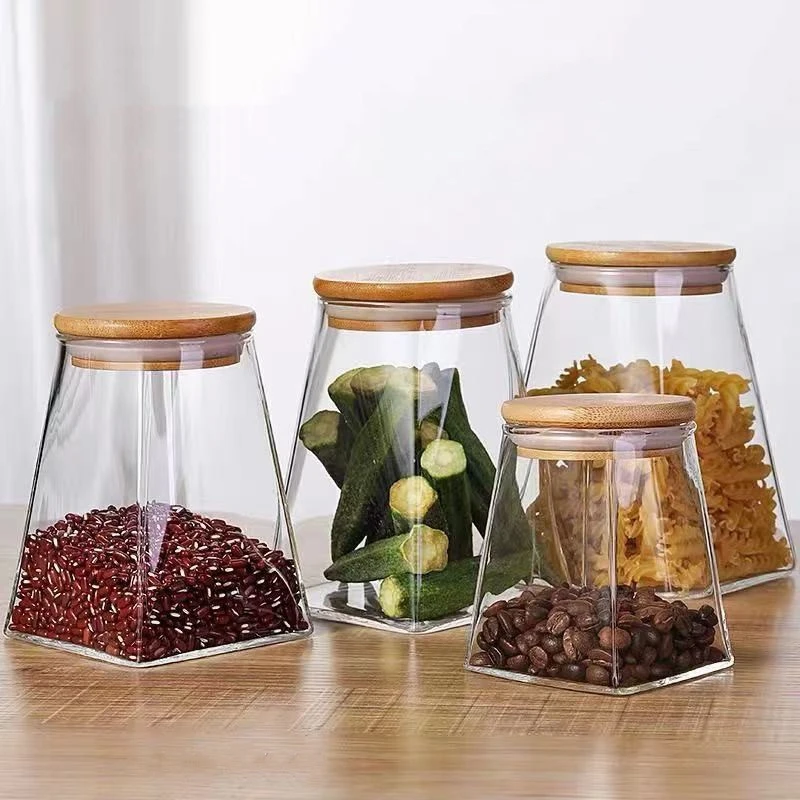 Eco-Friendly Glass Storage Jars Bamboo Lid Flexible Food Container Kitchen Use Customizable Logo Manufactured Glass Jar Company