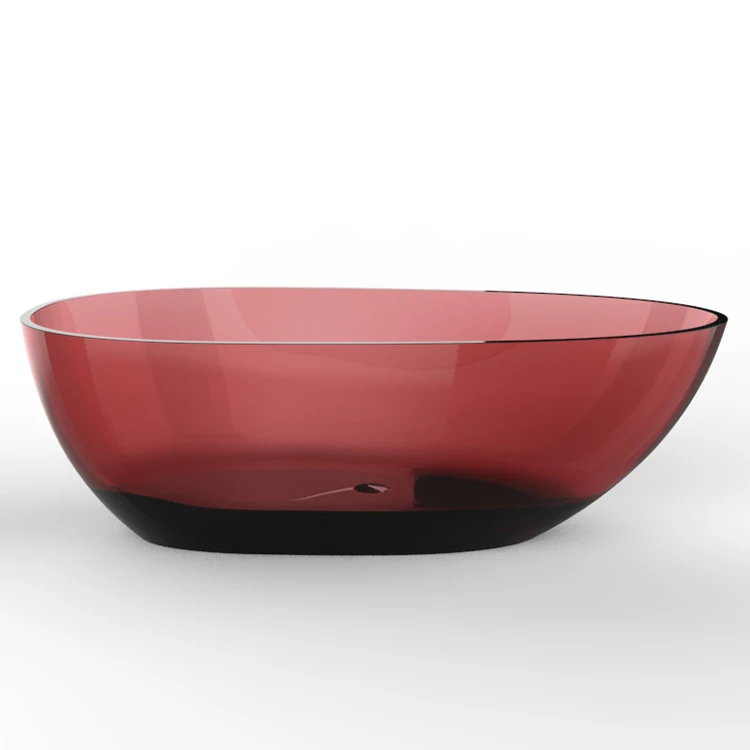 Modern Design Freestanding Bathtub Solid Surface Clear Resin Stone Colorful Transparent Soaking Tub for Bathroom New Release