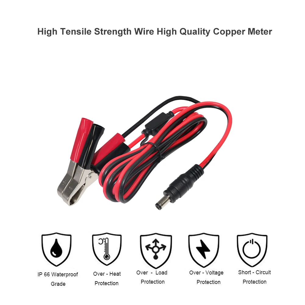 Power Kit Jumper Dc Connector Extension Cord Yellow and Green Solar Panel Cable for Battery Copper Crocodile Clip