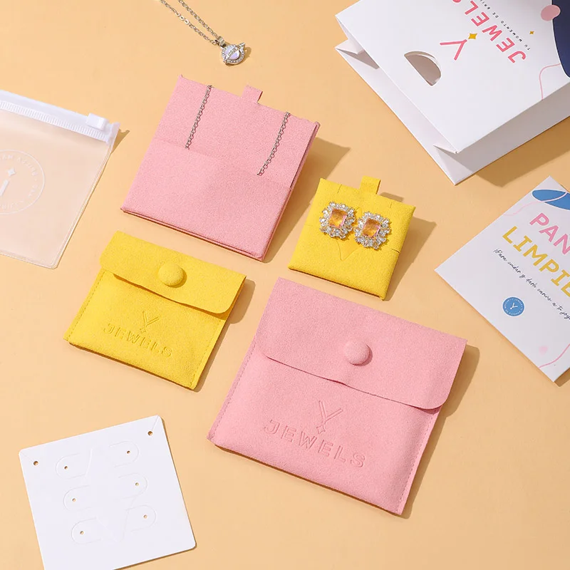 A1 High End Flip Top Square Custom Size Microfiber Velvet Jewelry Envelope Packaging Pouches with Matte Zipper details