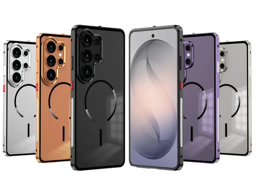 For Samsung Galaxy S26 Ultra S25 S24 Plus A57 A37 Frosted Magnetic Case Metal Frame Aluminum Alloy Bumper Buckle Matte Case Capa