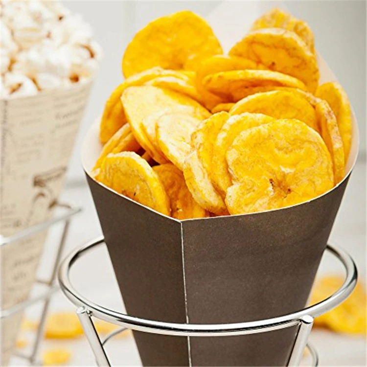 Custom Disposable Chips Cone Paper Food Packaging Cone Box French Fries