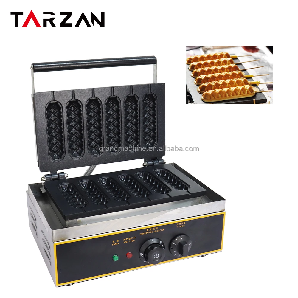 6-sticks dot dog machine Commercial Professional waffle machine with iron cast cover for sale factory