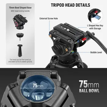 NEEWER 74" Pro Video Tripod Heavy Duty Camera Tripod With Telescopic Handle Scaled Base detail image