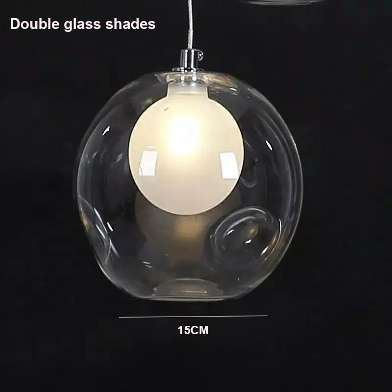 HOMEXO Sostituzione del Paralume della Lampada - Paralume sferico in Vetro Trasparente con Apertura a 2 estremità - D13cm D15cm D20cm D25cm D18cm - 1pz (D13cm