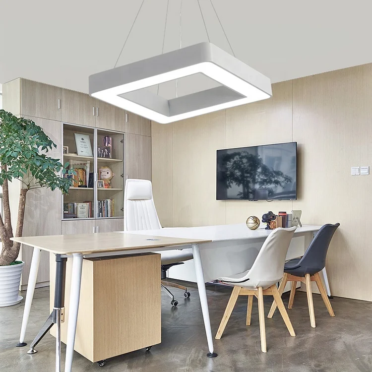 Customized Recessed Suspension Surface Mounted Led Linear Light square Rectangle Hollow Pendant Light for Office Villa