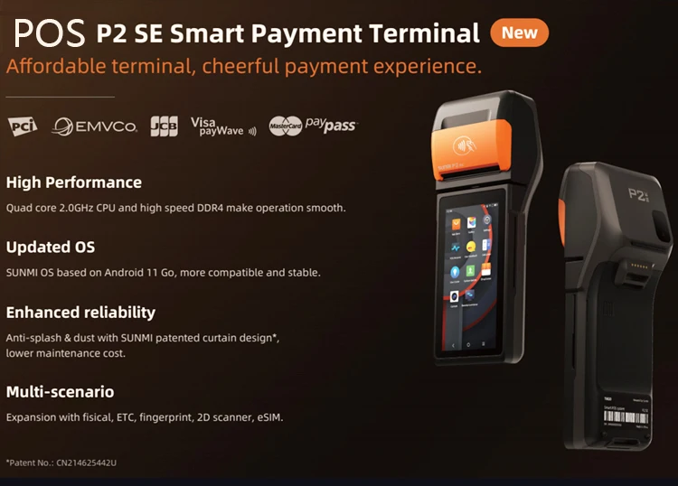 New Pos Systems Payment Terminal Sunmi P2 V2 Pro Android 11 Card ...