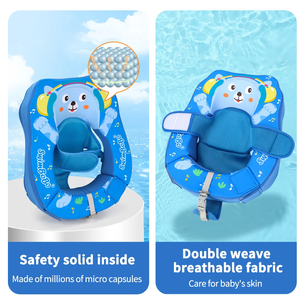 Swimbobo Interesting Bear Non-inflatable Baby Swimming Safe Lie Float Children Swim Rings Non Inflatable Kids Pool Floats Summer