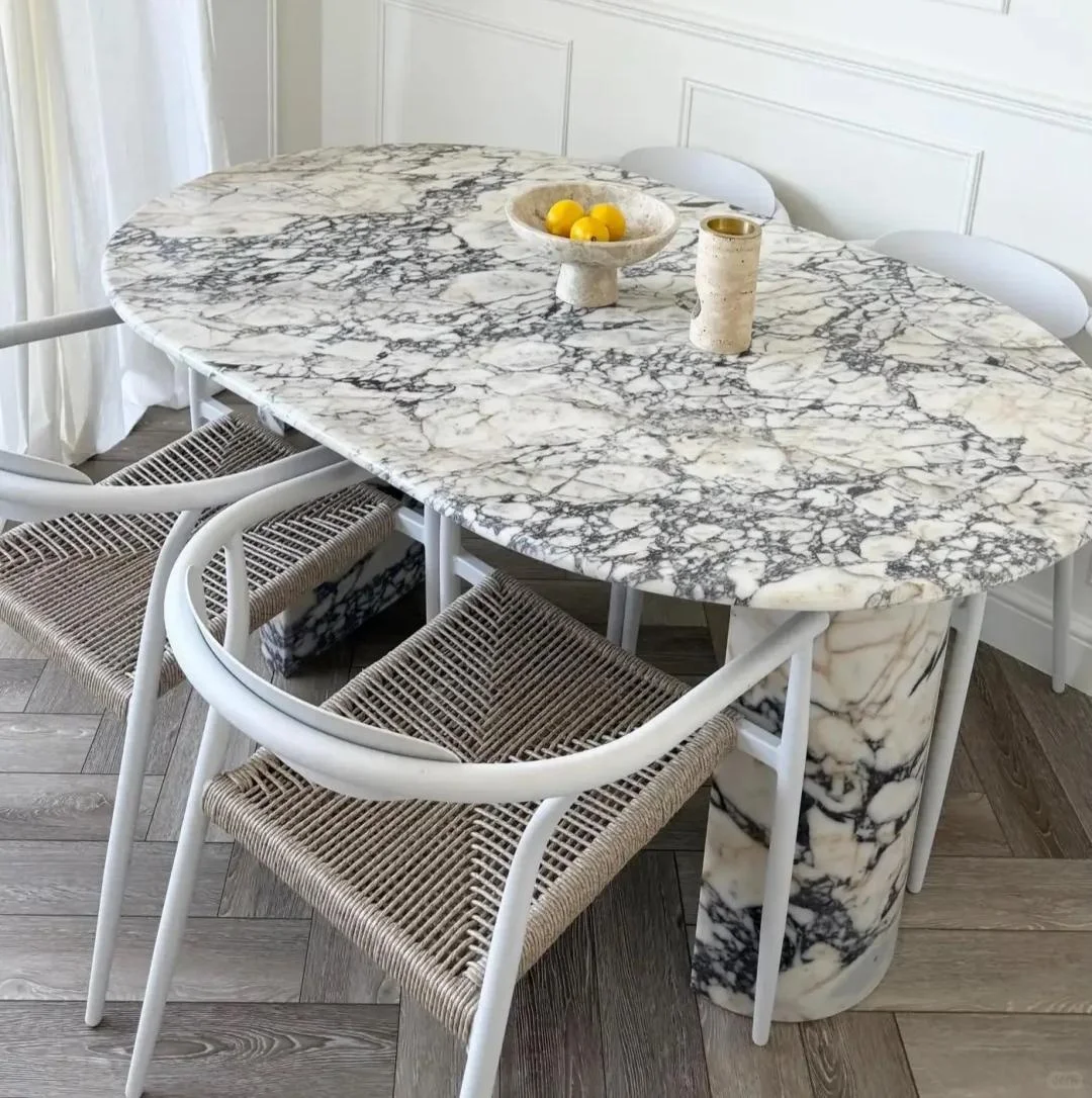 Luxurious Design Custom-made Natural Marble Stone Furniture High-quality Calacatta Violet Marble Coffee & Dining Table