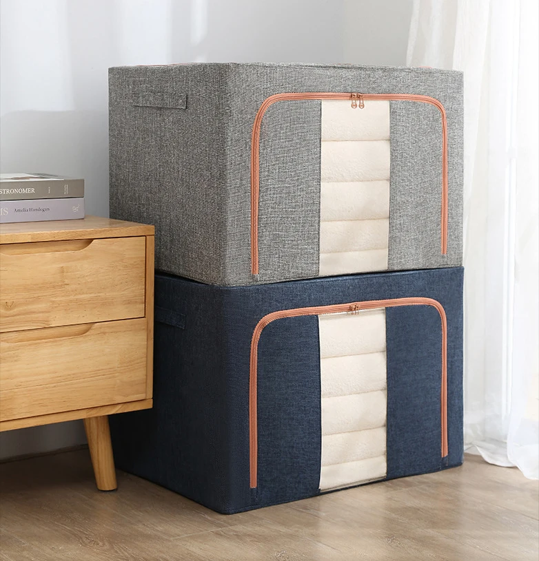 Folding Steel Rack Storage Box Organizer With Transparent Window Quilt