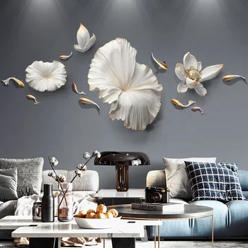 Nordic style lotus leaf wall decor living room wall decoration 3d wall art