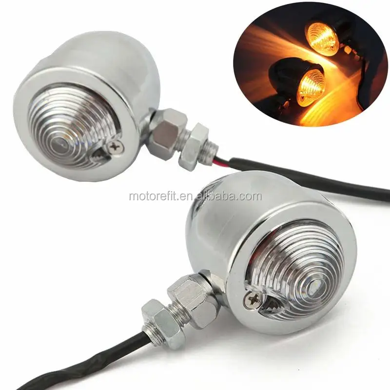 Universal Mini Bullet Chrome Turn Signal Lights – Pair For Honda & Most Motorcycles