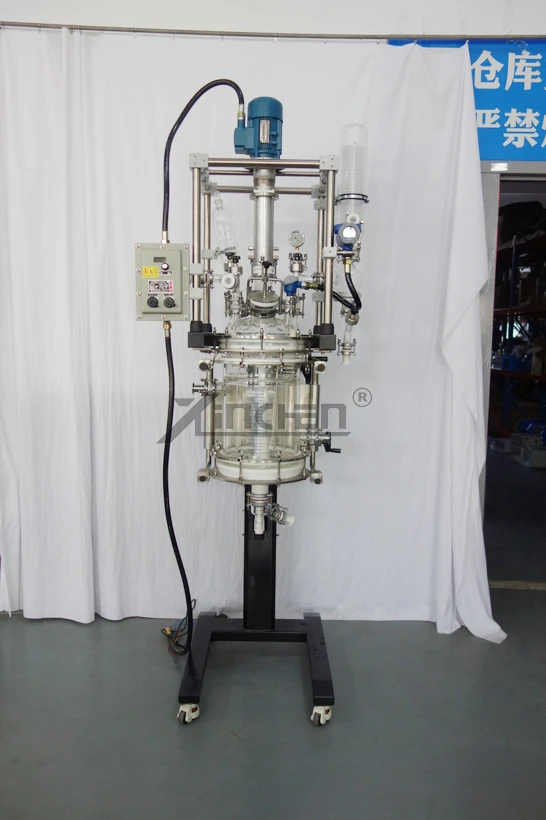 Lab Chemical Bioreactor Jacketed Glass Agitator 100L Crystallization Filter Glass Reactor with Chemical Continuous Stirring Tank factory