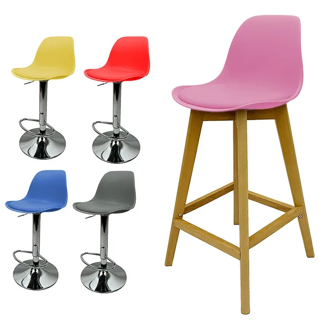 cheap modern swivel semi-bar restaurant outdoor barstool nordic leather plastic wooden high stool bar chair for kitchen bar