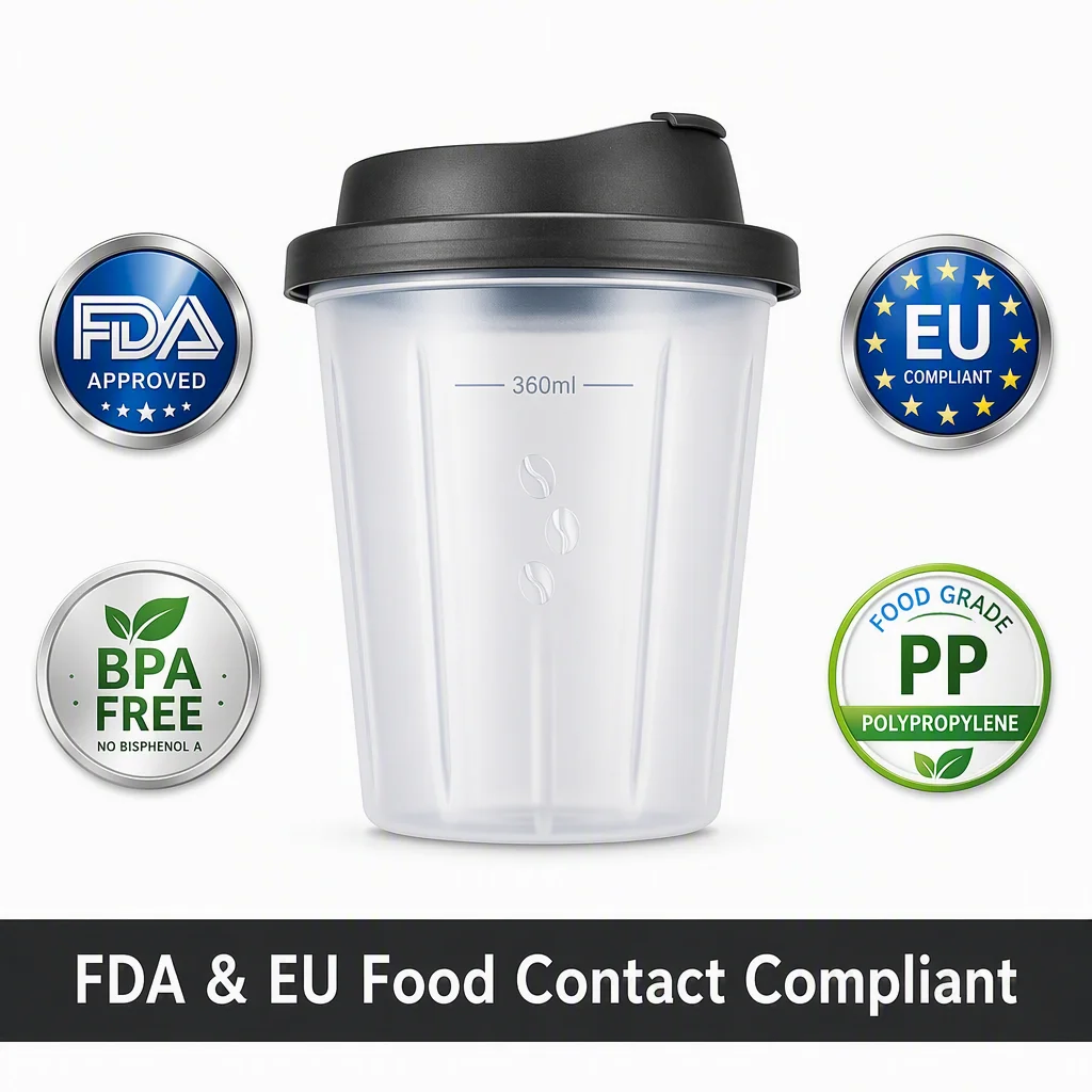Custom Logo Frosted PP Coffee Cup 90mm Injection Molded Reusable Takeaway Drinks Cup for Specialty C