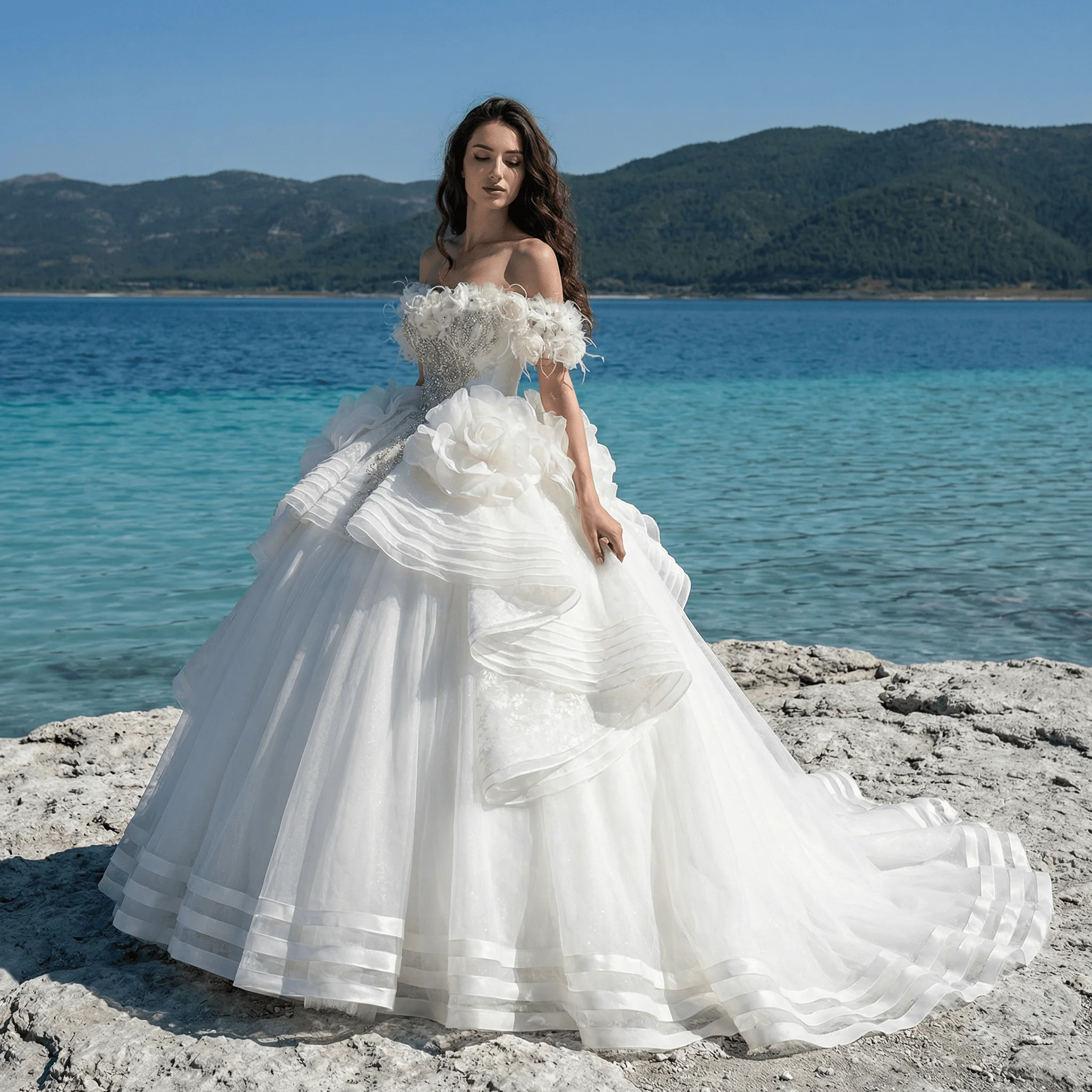 GT26008 Fairy-Like Princess Style Ball Gown Wedding Dress Floor-Length  Chapel Train 100% Polyester Lace Sweetheart Neckline| Alibaba.com