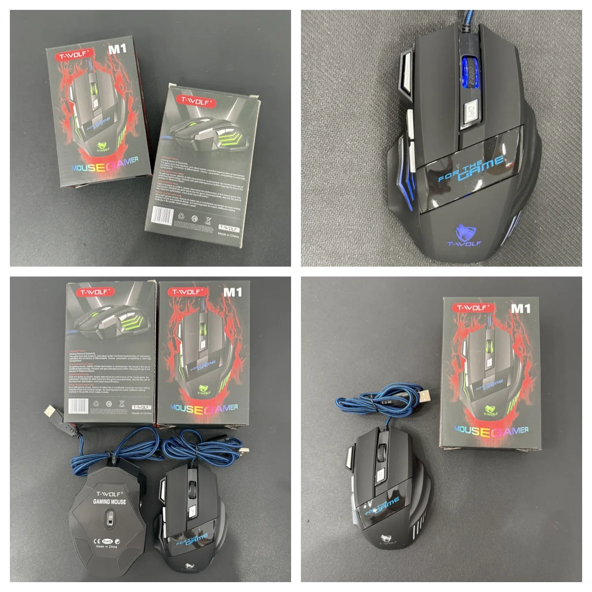T-WOLF M1 High Performance Wired Gaming Mouse RGB LED Backlit Mouse 3600 DPI 7D Game Ergonomic  Mice for Souris Gamer Laptop
