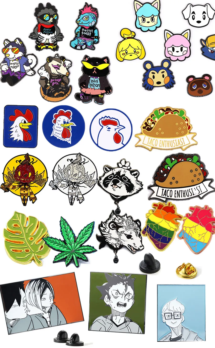 Manufacturer Custom Wholesale Lapel Pins Anime Animal Design Soft Hard